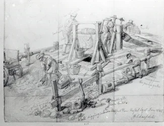 Een put graven in Lower Bedford Place, Londen, 1845